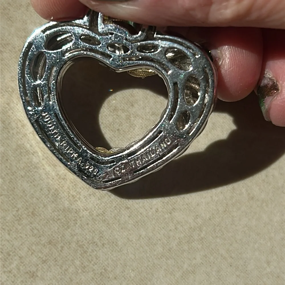Judith Ripka sterling silver heart pendant with CZ diamonds - Picture 2 of 3